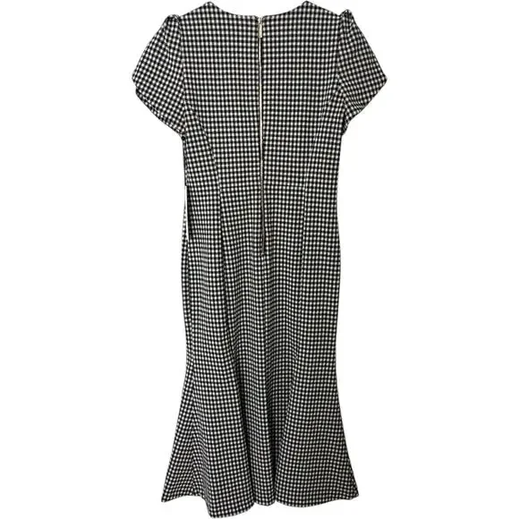 NWTs Calvin Klein Houndstooth Tulip Sleeve Mermaid Skirt Workwear Dress (8) - Picture 6 of 16